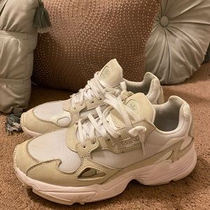 Adidas falcon triple white shoes